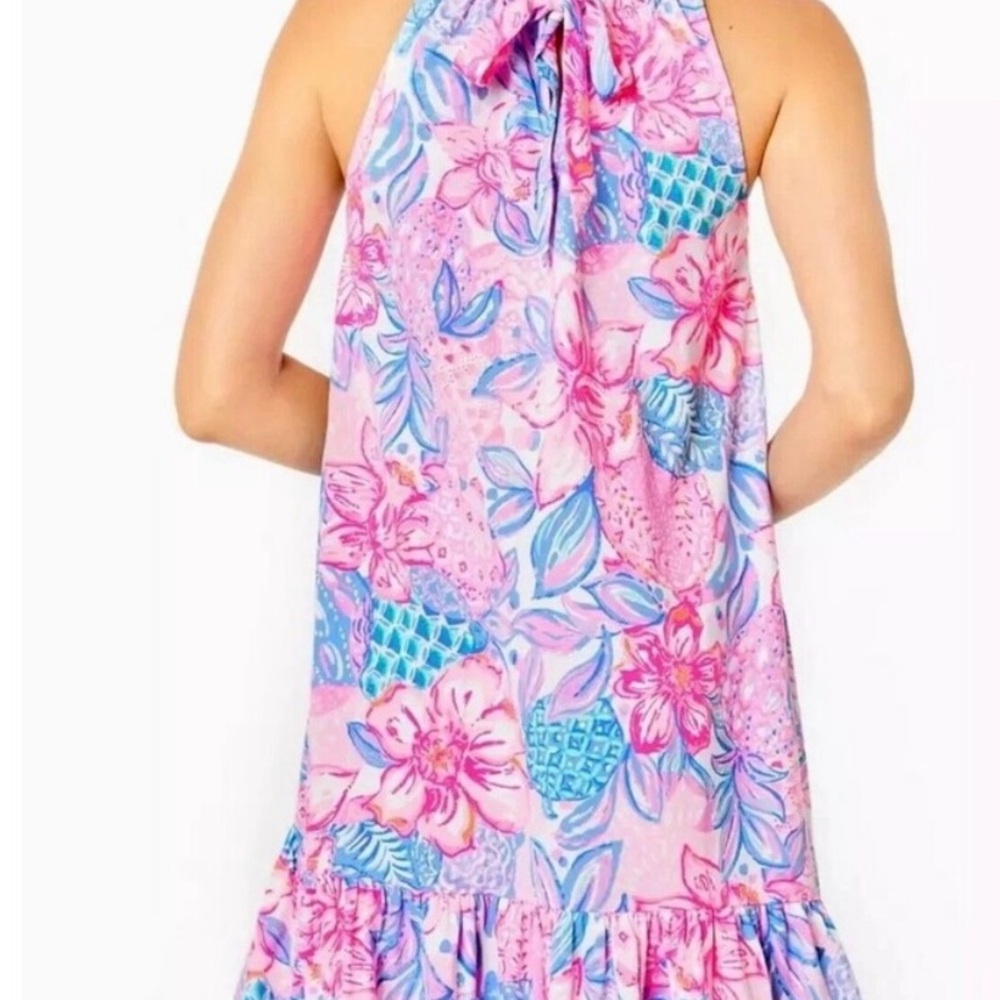 EUC Lilly Pulitzer Saira Floral Pink and Blue Dress. - Picture 4 of 7